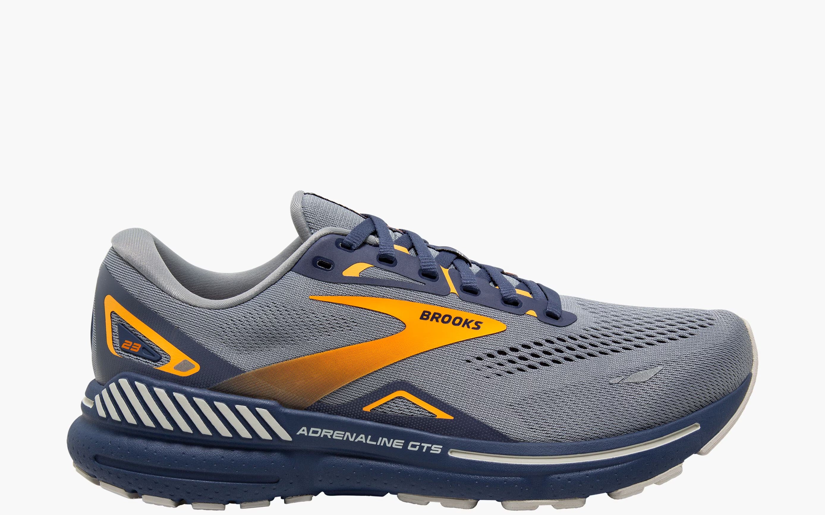Brooks Men's Adrenaline GTS 23 (D Width) Grey/Crown Blue/Orange