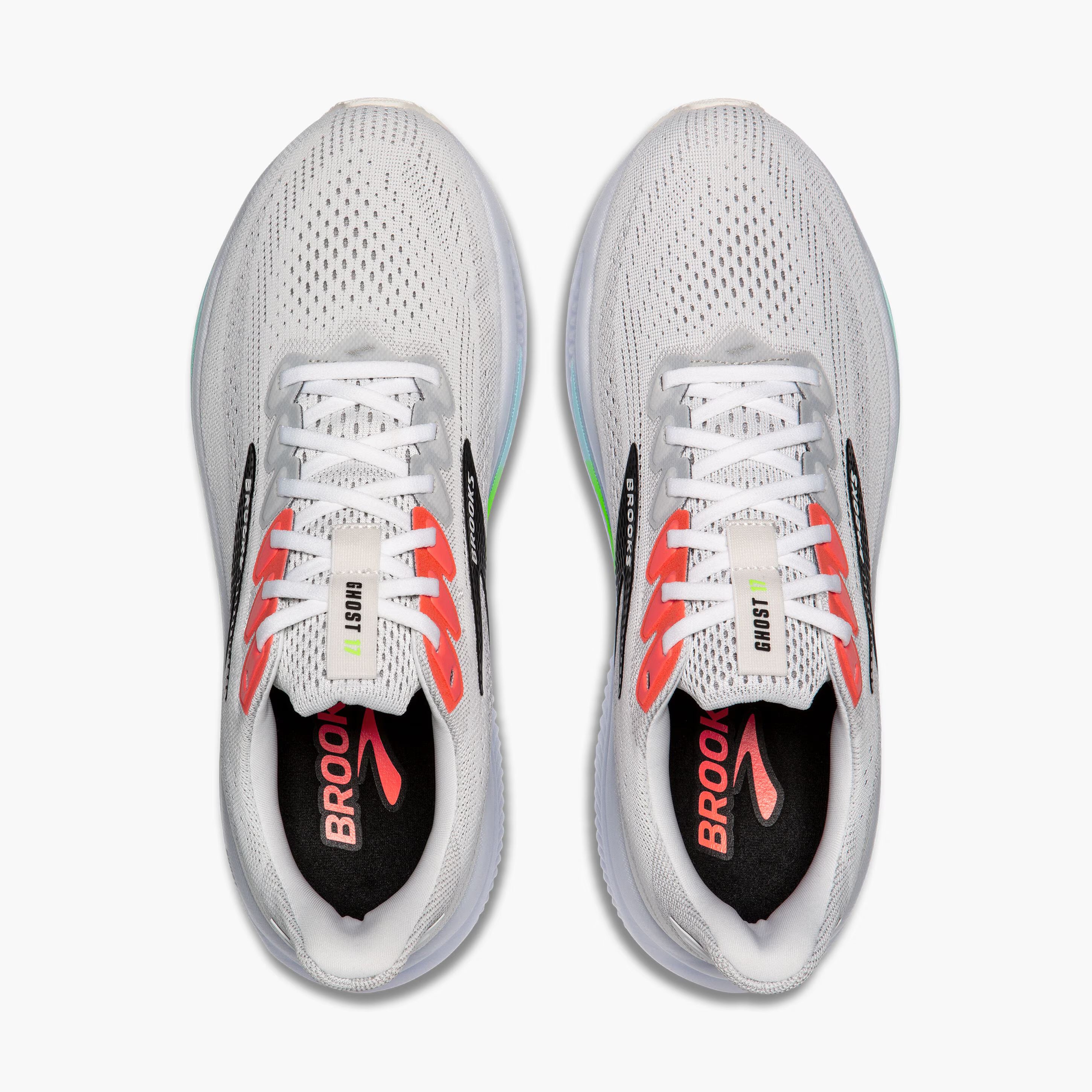 Brooks Men's Ghost 17 (2E112) - White/Pink Clay/Gecko
