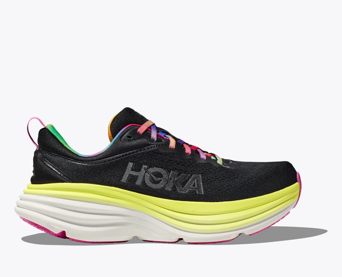 HOKA Men's Bondi 8 - Black/Citrus Glow