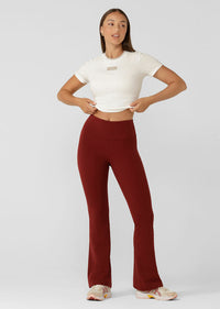 Lorna Jane Lotus Flared Full Length Leggings - Sepia