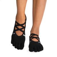TOESOX Full Toe Elle Grip Socks - Black Tie Dye Stripe