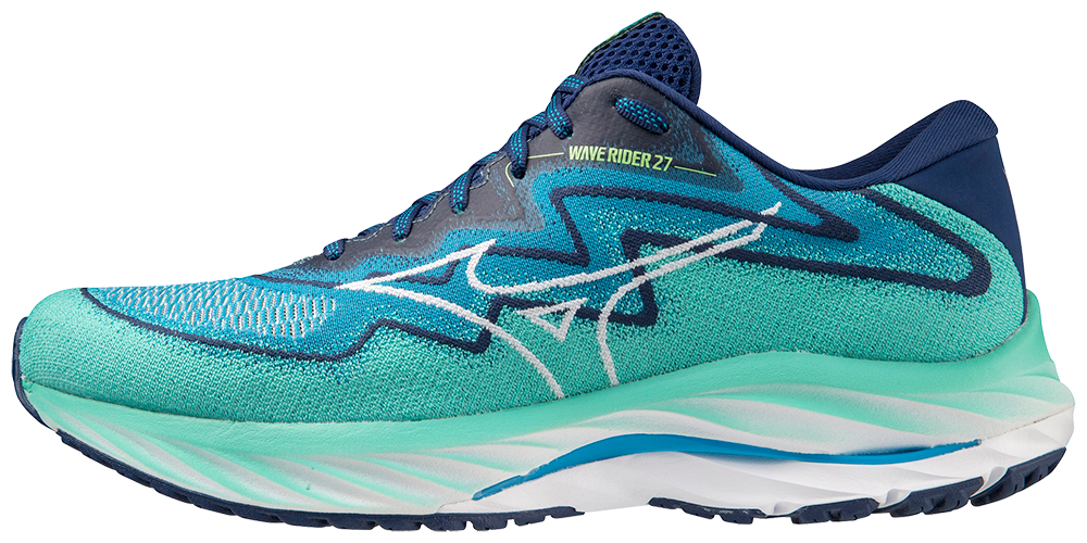 Mizuno Wave Rider 27 SSW Super Wide Green Blue Men Running Shoes  J1GC2376-01 