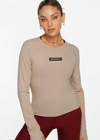 Lorna Jane Warm Up Rib Long Sleeve Top - Off White