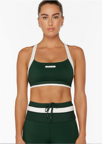 Lorna Jane Get On The Green Rib Sports Bra - Dark Green