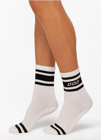 Lorna Jane Varsity Crew Sock - Porcelain/Black