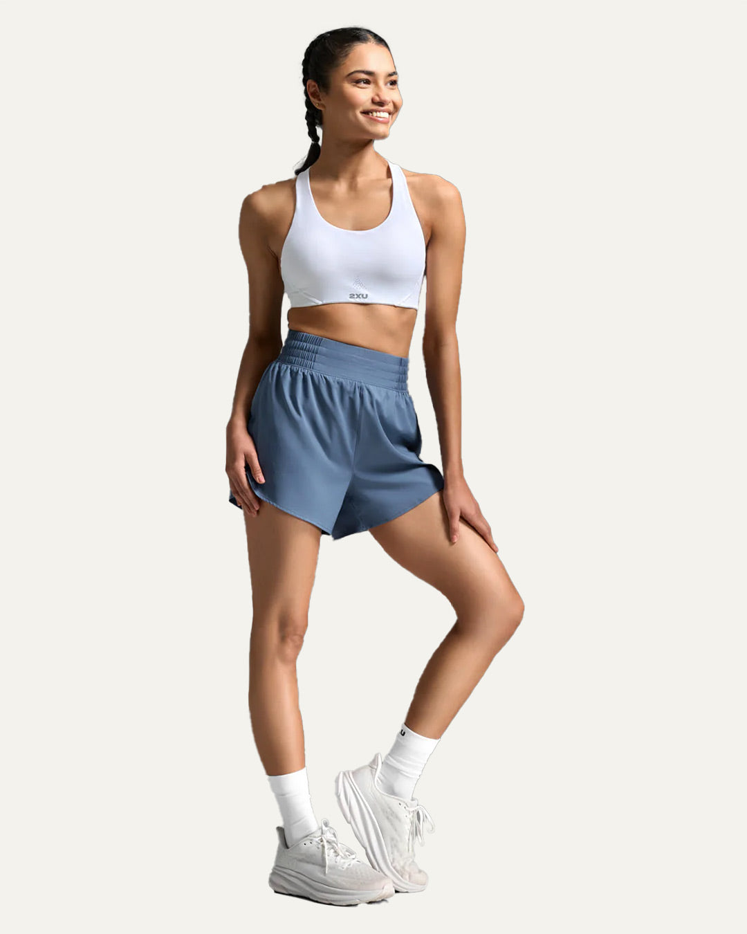 2XU Women's Aero Hi-Rise 4 Inch Shorts - Indigo/Indigo Reflective