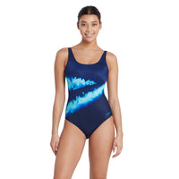 ZOGGS Women's Adjustable Scoopback - Aqua Digital Print