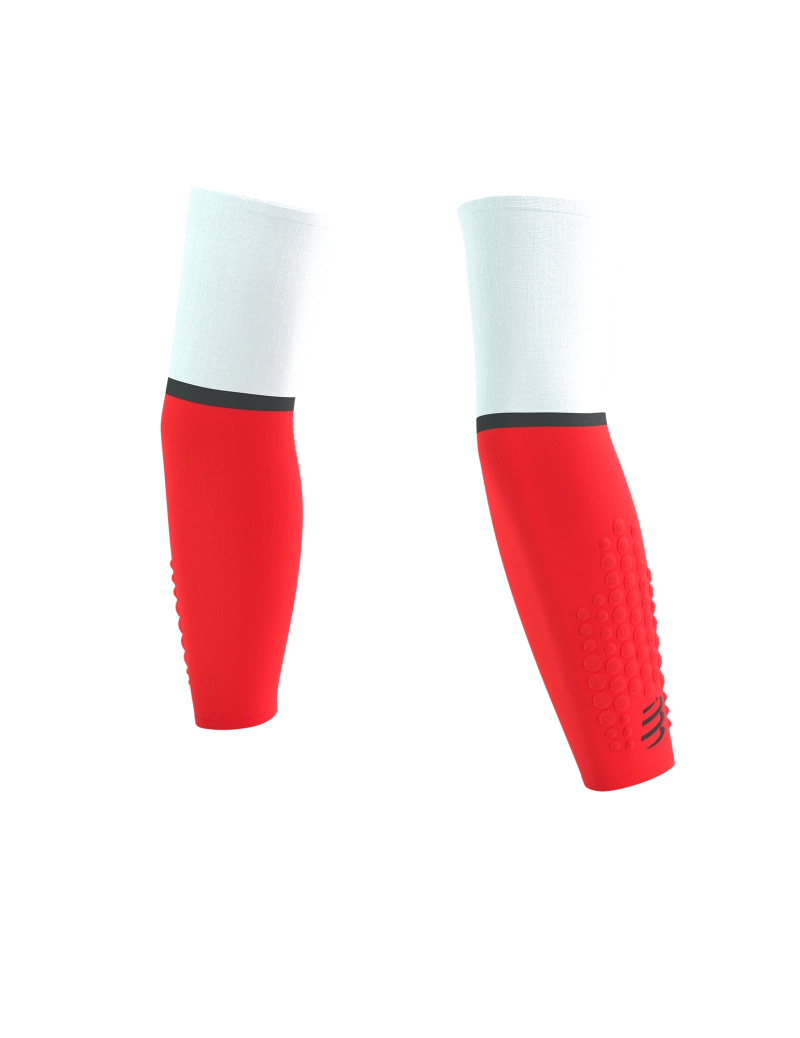 Compressport Unisex's ArmForce Ultralight - White/Fluo Red