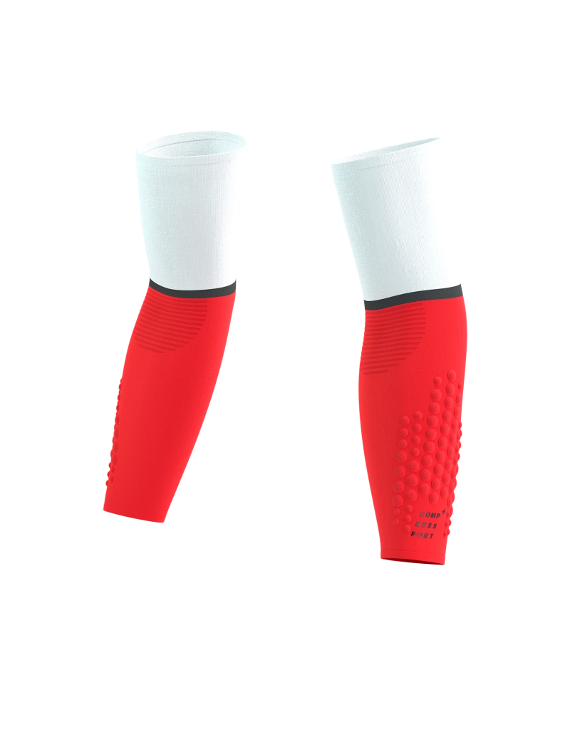 Compressport Unisex's ArmForce Ultralight - White/Fluo Red