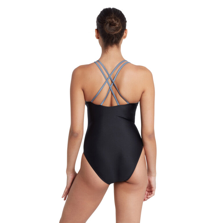 ZOGGS Women's Panel Crossback - Black Metal