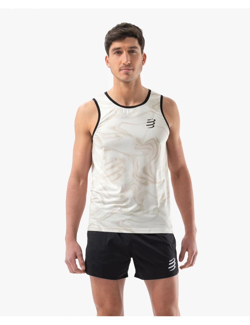 Compressport Men's Performance Singlet - Sugar/Como Print