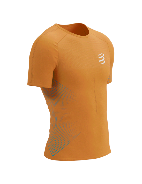 Compressport Men's Performance SS Tshirt - Autumn Glory/Hawaiian Ocean