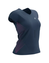 Compressport Women's Performance SS Tshirt - Mood Indigo/Magenta