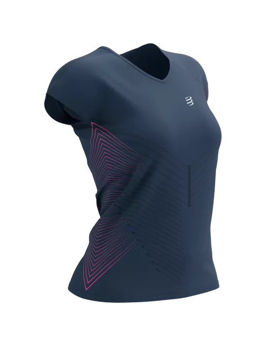 Compressport Women's Performance SS Tshirt - Mood Indigo/Magenta