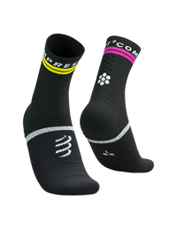 Compressport Unisex's Pro Marathon Sock v2.0 - Black/Safe Yellow/Neo Pink