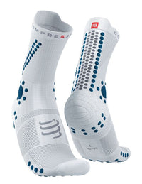 Compressport Unisex's Pro Racing Socks v4.0 Trail - White/Fjord Blue