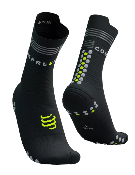 Compressport Unisex's Pro Racing Socks V4.0 Run High Flash - Black/Fluo Yellow