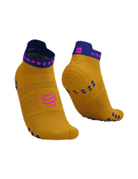 Compressport Unisex's Pro Racing Socks v4.0 Run Low - Saffron/Dazz Blue