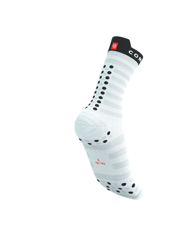 Compressport Unisex's Pro Racing Socks v4.0 Ultralight Run High - White/Fluo Red/Black