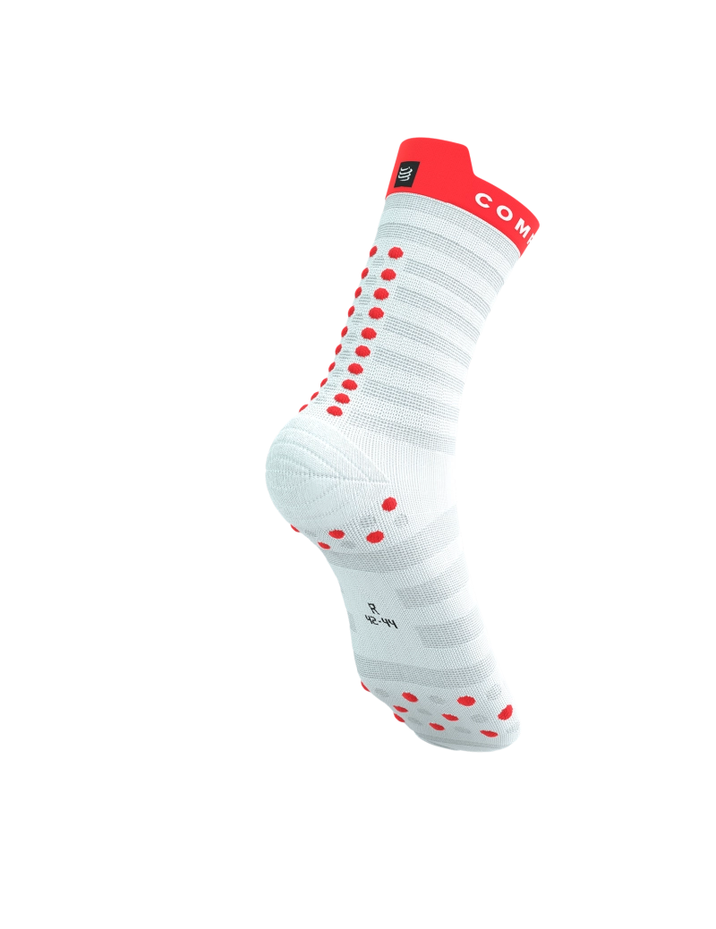 Compressport Unisex's Pro Racing Socks v4.0 Ultralight Run High - White/Fluo Red/Black