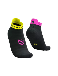 Compressport Unisex's Pro Racing Socks v4.0 Ultralight Run Low - Black/Safe Yellow/Neo Pink