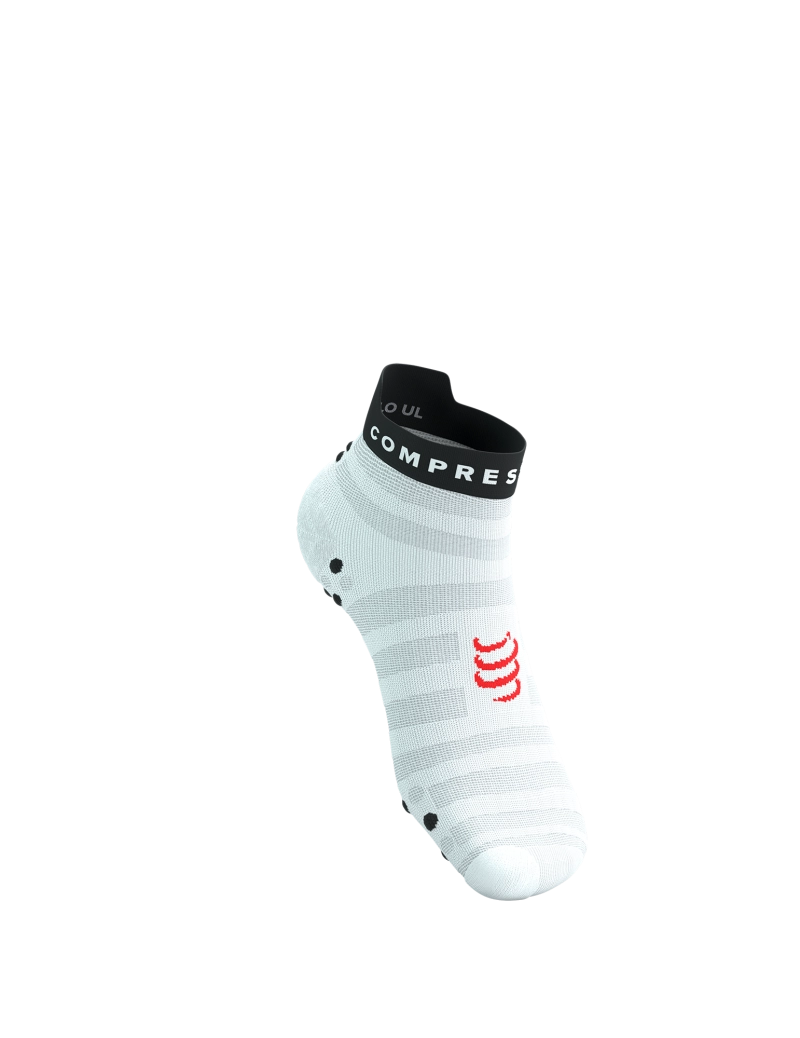 Compressport Unisex's Pro Racing Socks V4.0 Ultralight Run Low - White/Fluo Red/Black