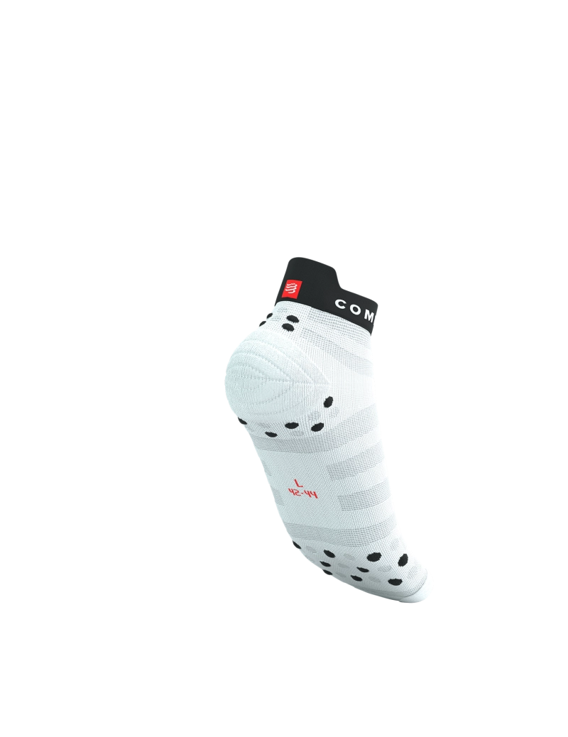Compressport Unisex's Pro Racing Socks V4.0 Ultralight Run Low - White/Fluo Red/Black