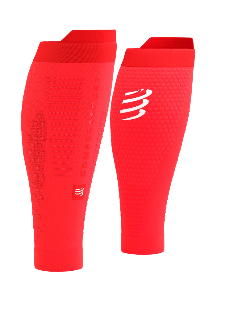 Compressport Unisex's R2 3.0 Calf Sleeves - Fluo Red/White Refl