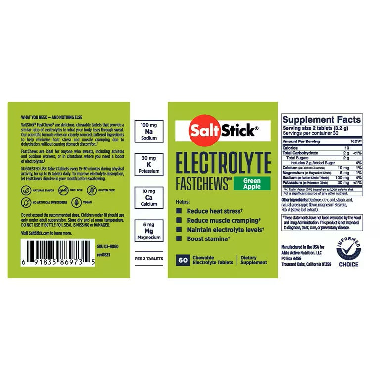 Salt Stick FastChews 60 Electrolyte Tablets - Green Apple