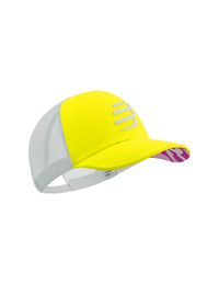 Compressport Unisex's Trucker Cap - White/Safety Yellow/Neon Pink