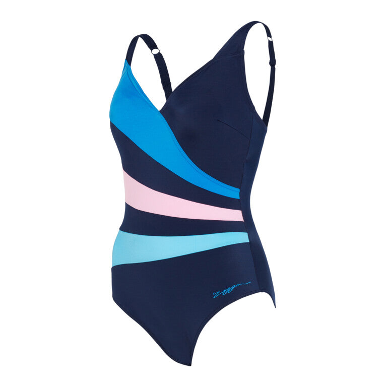 ZOGGS Women's Wrap Panel Classicback - Navy/Blue/Pink