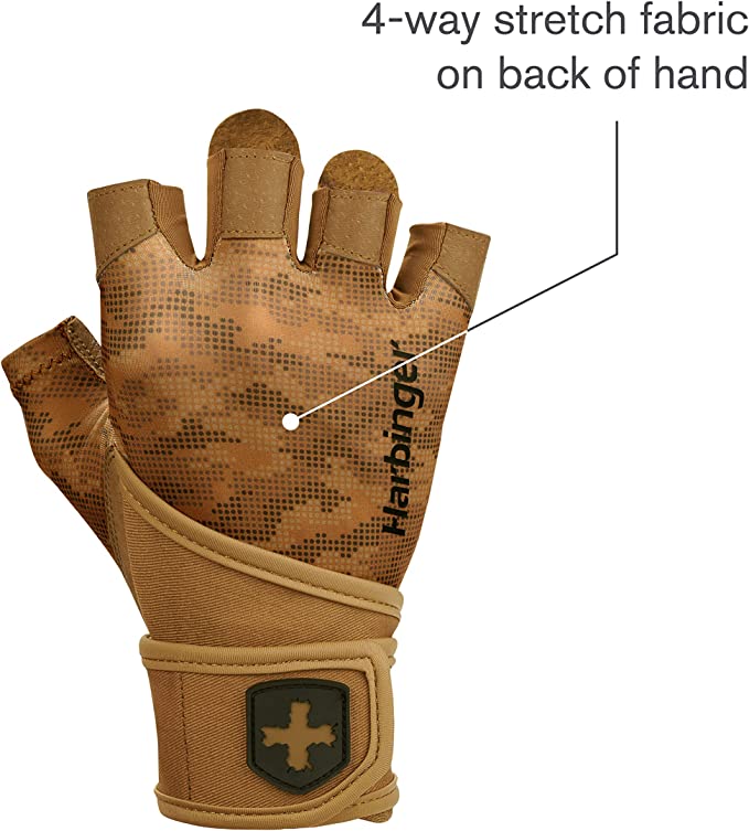 Harbinger Unisex's Pro WristWrap Gloves 2.0 - Tan