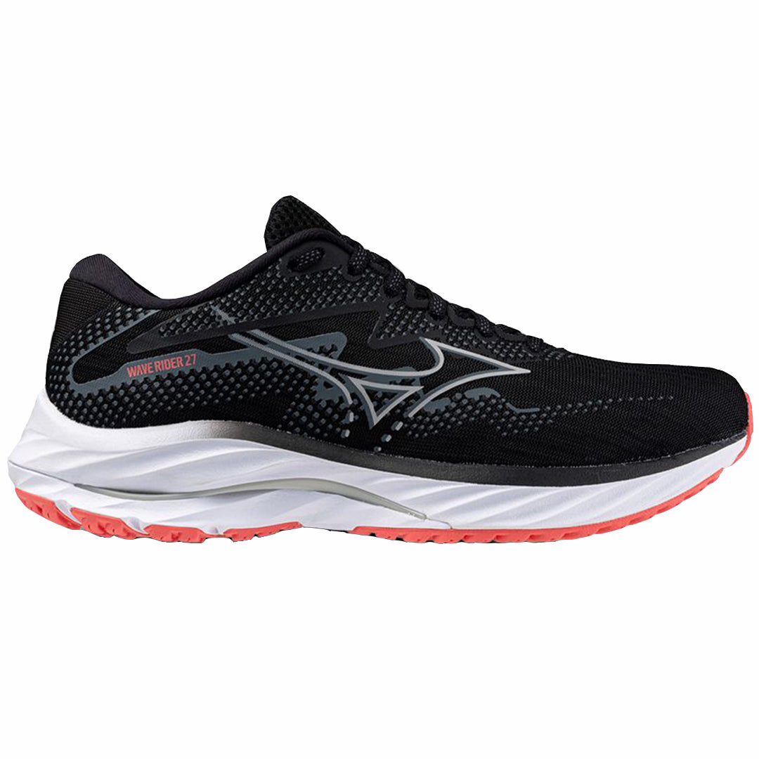 Mizuno Women's Wave Rider 27 D - Black/Nickel/Dubarry