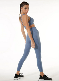 Lorna Jane Hi-Fold No Ride Ankle Biter Leggings - Washed Misty Blue