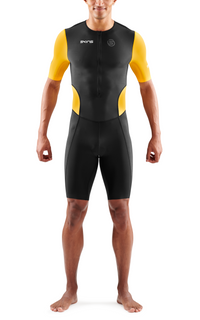 Skins Men's TRI Brand S/S Tri Suit - Black/Zest