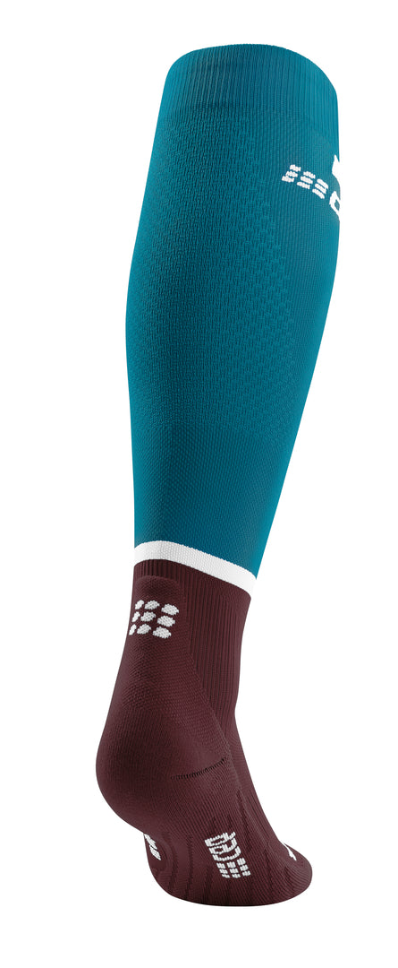 CEP Men's The Run Socks Tall V4 - Petrol/Dark Red ( WP309R )