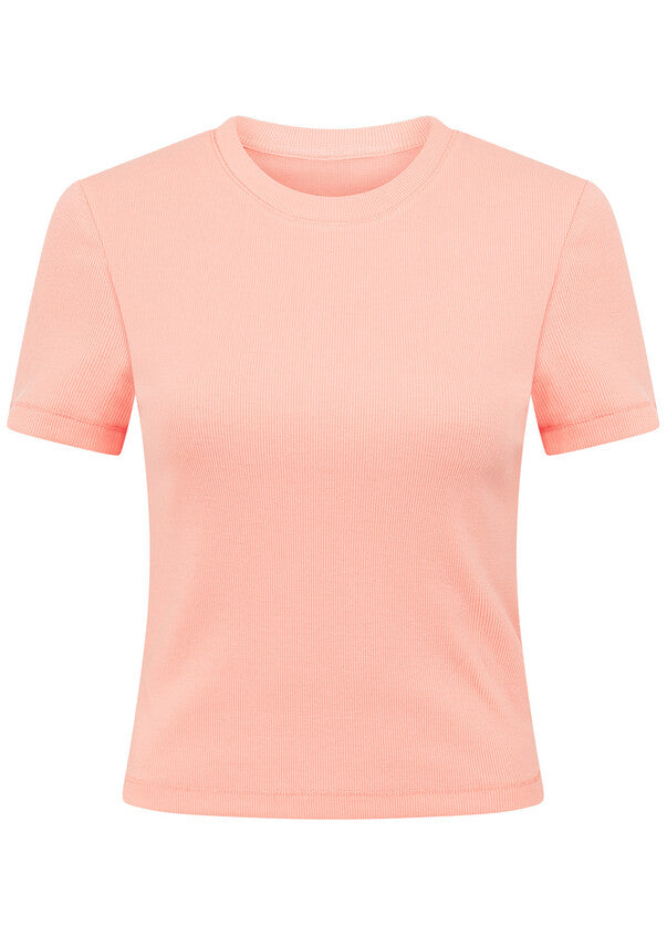 Lorna Jane Weekender Ribbed Short Sleeve Top - Peach