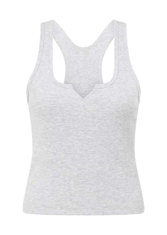 Lorna Jane Muse Rib Tank: - Light Grey Marl