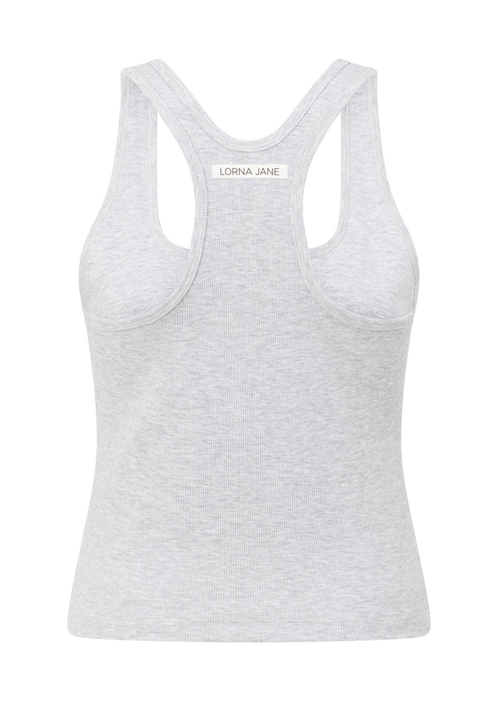 Lorna Jane Muse Rib Tank: - Light Grey Marl