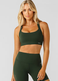 Lorna Jane Aero Fit High Support Sports Bra - Fig Green