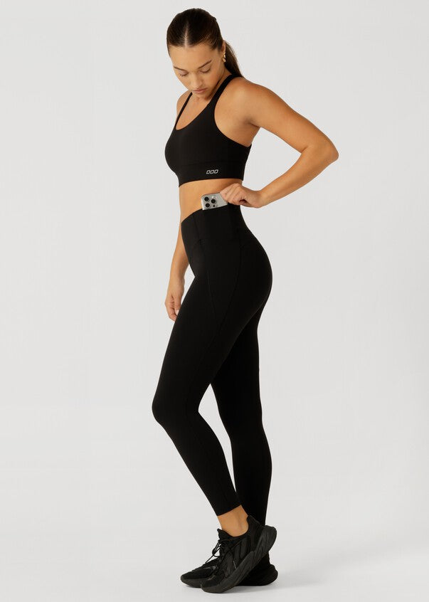 Lorna Jane Booty Lift and Support Pocket Ankle Biter Leggings - Black