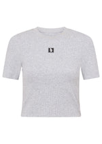 Lorna Jane Off Duty Cropped Rib Tee - Grey Marl