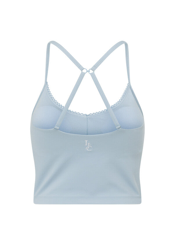 Lorna Jane Sweet Thing Cropped Bra Tank Combo - Light Glacier Blue