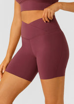 Lorna Jane Inspire Wrap Waist 16cm Bike Shorts - Mulberry