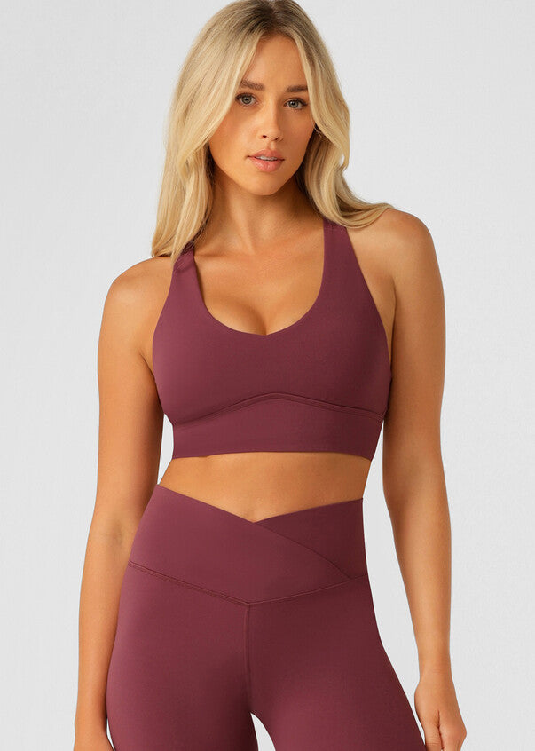 Lorna Jane Off Duty Longline Sports Bra - Mulberry