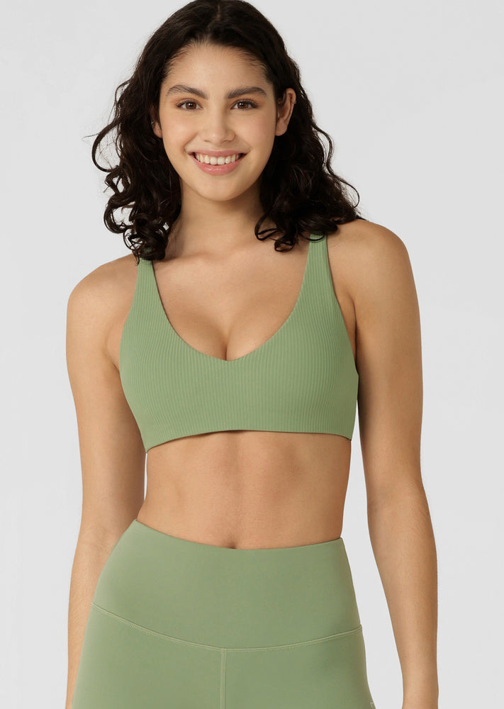 Lorna Jane Reform Rib Sports Bra - Green Goodness