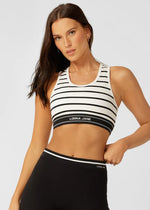 Lorna Jane Horizon Striped Rib Tank - Black/Porcelain Stripe