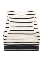 Lorna Jane Horizon Striped Rib Tank - Black/Porcelain Stripe