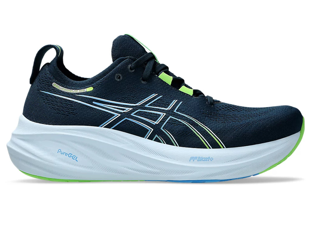 Asics Men's GEL-NIMBUS 26 WIDE - French Blue/Electric Lime