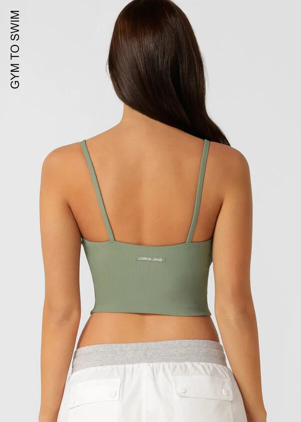 Lorna Jane Elemental Tank Bra Combo - Light Khaki